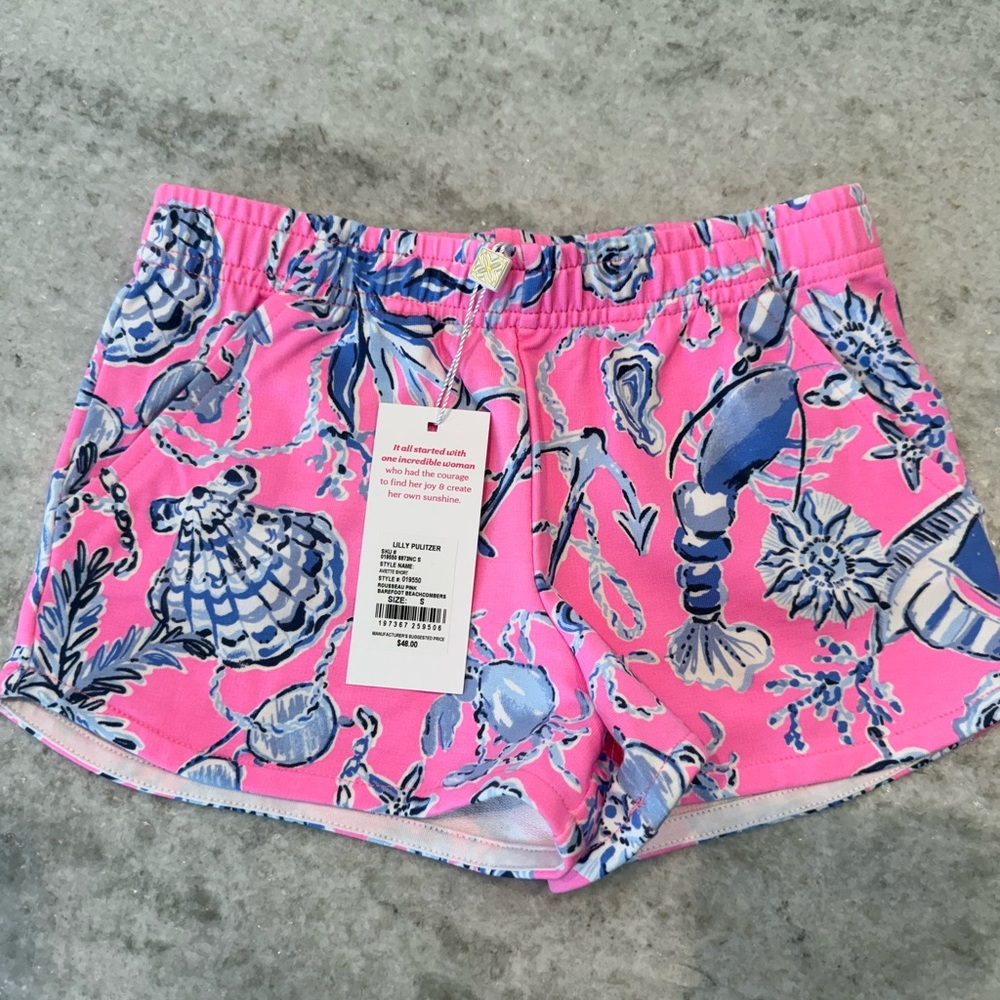 Lilly Pulitzer Pink and Blue Elastic Waistband Shorts
